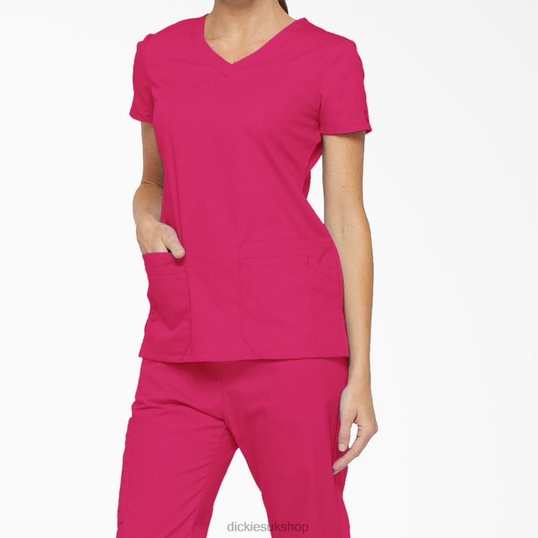 EDS Signature V-Neck Scrub Top with Pen Slot Women Dickies Hot Pink (HPK) 88T842415 Apparel