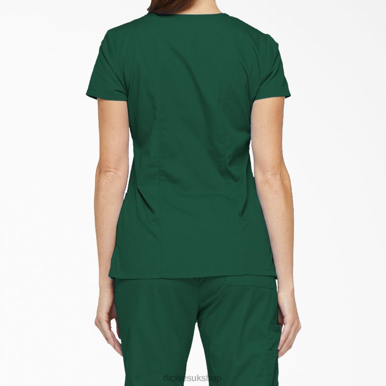 EDS Signature V-Neck Scrub Top with Pen Slot Women Dickies Hunter Green (HTR) 88T842416 Apparel