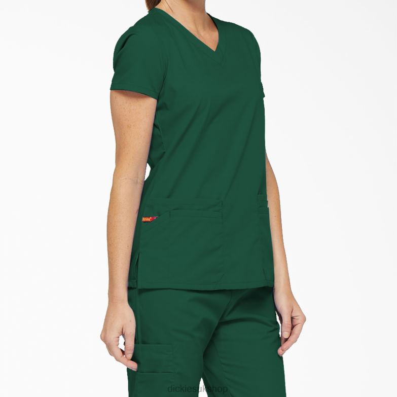 EDS Signature V-Neck Scrub Top with Pen Slot Women Dickies Hunter Green (HTR) 88T842416 Apparel