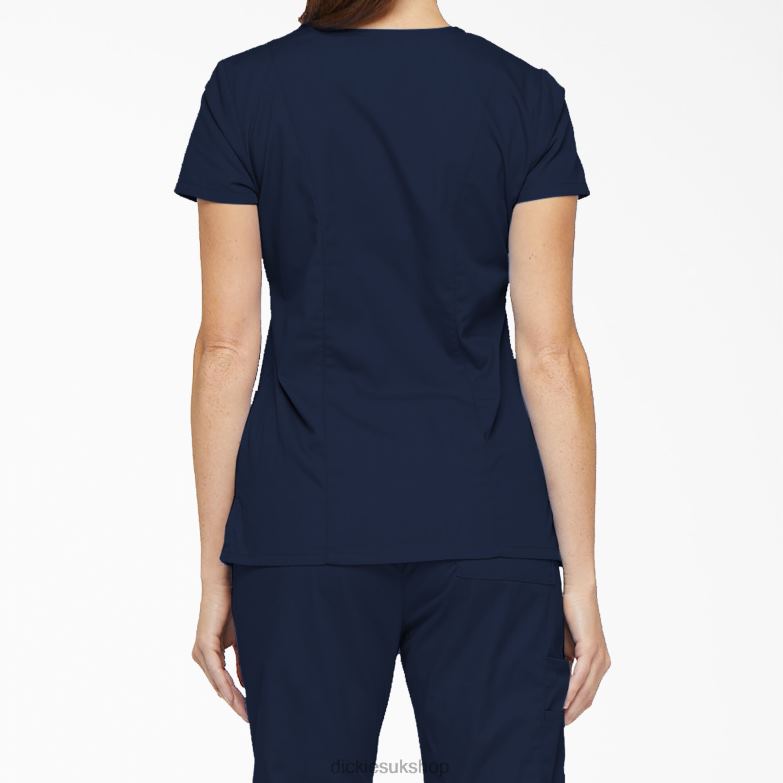 EDS Signature V-Neck Scrub Top with Pen Slot Women Dickies Navy Blue (NVY) 88T842418 Apparel