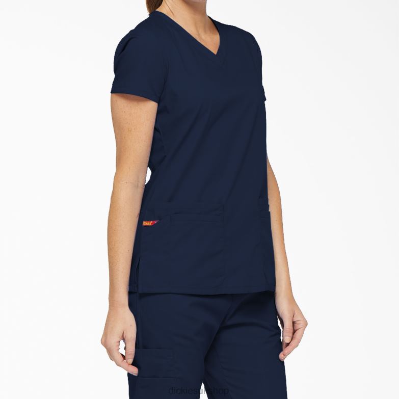 EDS Signature V-Neck Scrub Top with Pen Slot Women Dickies Navy Blue (NVY) 88T842418 Apparel