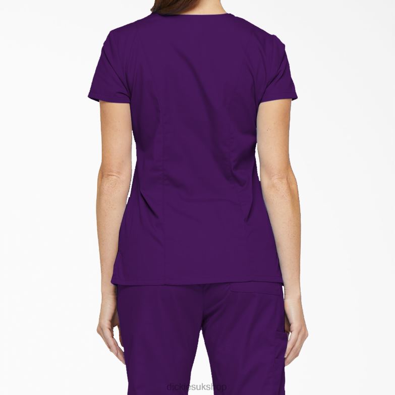 EDS Signature V-Neck Scrub Top with Pen Slot Women Dickies Purple Eggplant (EGG) 88T842412 Apparel