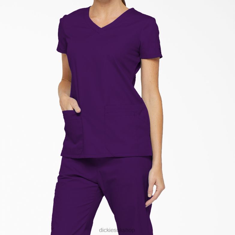 EDS Signature V-Neck Scrub Top with Pen Slot Women Dickies Purple Eggplant (EGG) 88T842412 Apparel