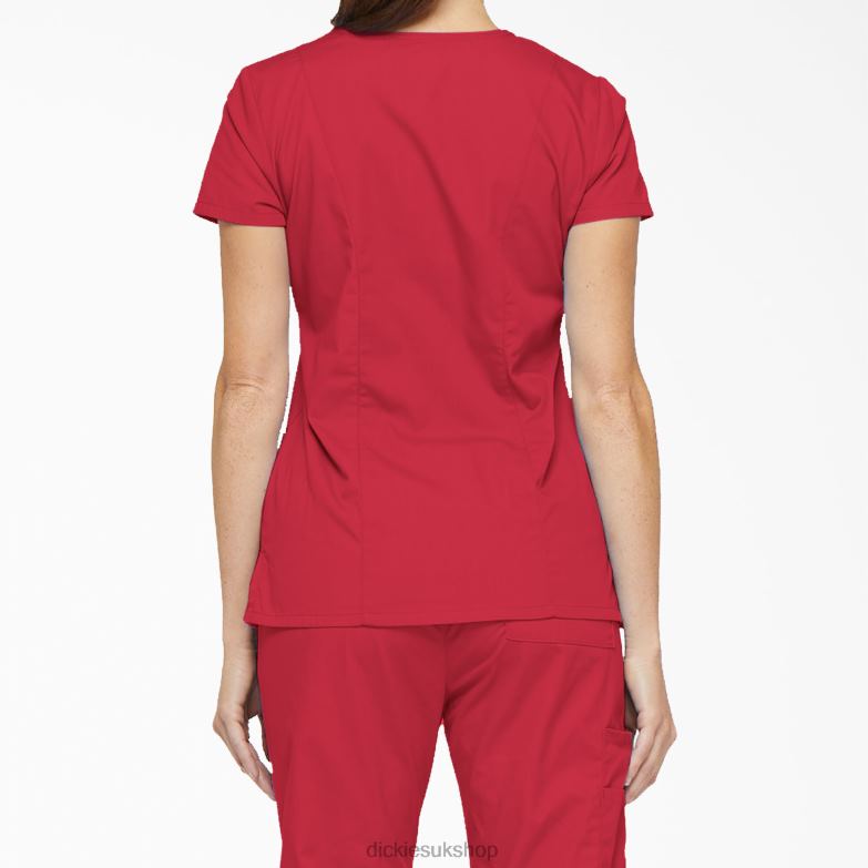EDS Signature V-Neck Scrub Top with Pen Slot Women Dickies Red (RD) 88T842421 Apparel
