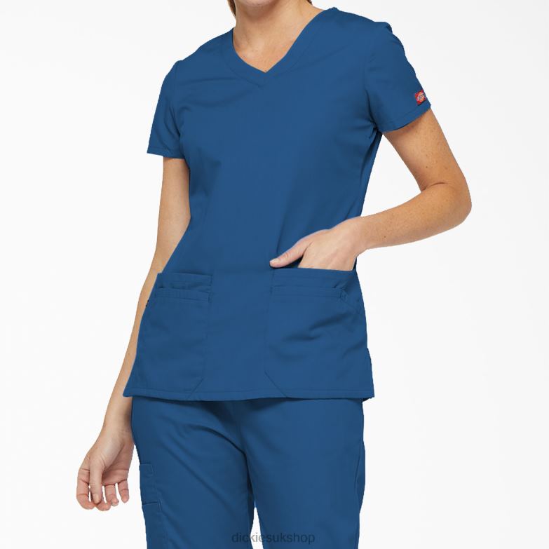 EDS Signature V-Neck Scrub Top with Pen Slot Women Dickies Royal Blue (RB) 88T842420 Apparel