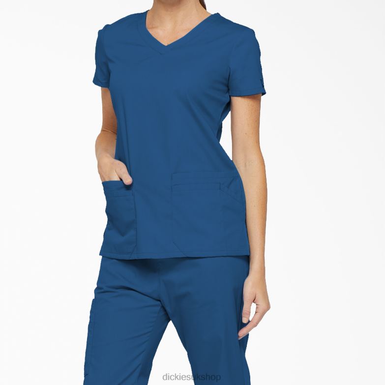 EDS Signature V-Neck Scrub Top with Pen Slot Women Dickies Royal Blue (RB) 88T842420 Apparel