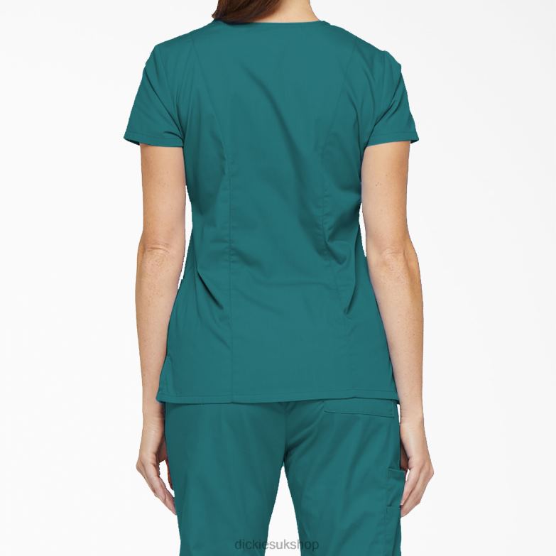 EDS Signature V-Neck Scrub Top with Pen Slot Women Dickies Teal (DTL) 88T842410 Apparel