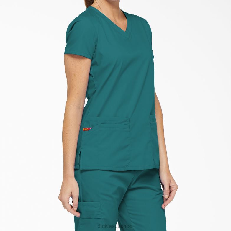 EDS Signature V-Neck Scrub Top with Pen Slot Women Dickies Teal (DTL) 88T842410 Apparel