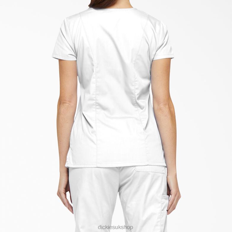 EDS Signature V-Neck Scrub Top with Pen Slot Women Dickies White (DWH) 88T842411 Apparel