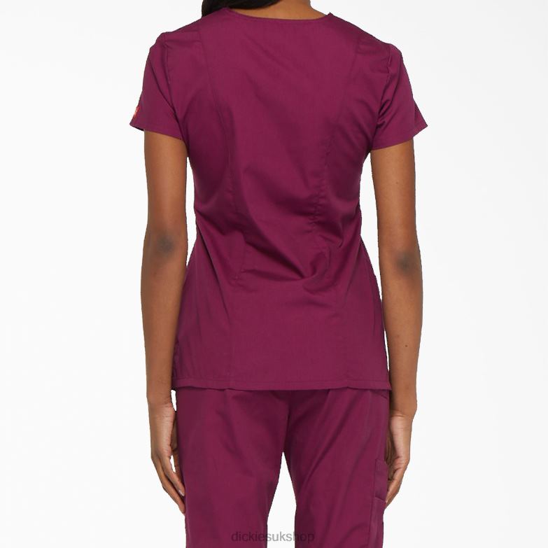 EDS Signature V-Neck Scrub Top with Pen Slot Women Dickies Wine (WIN) 88T842422 Apparel