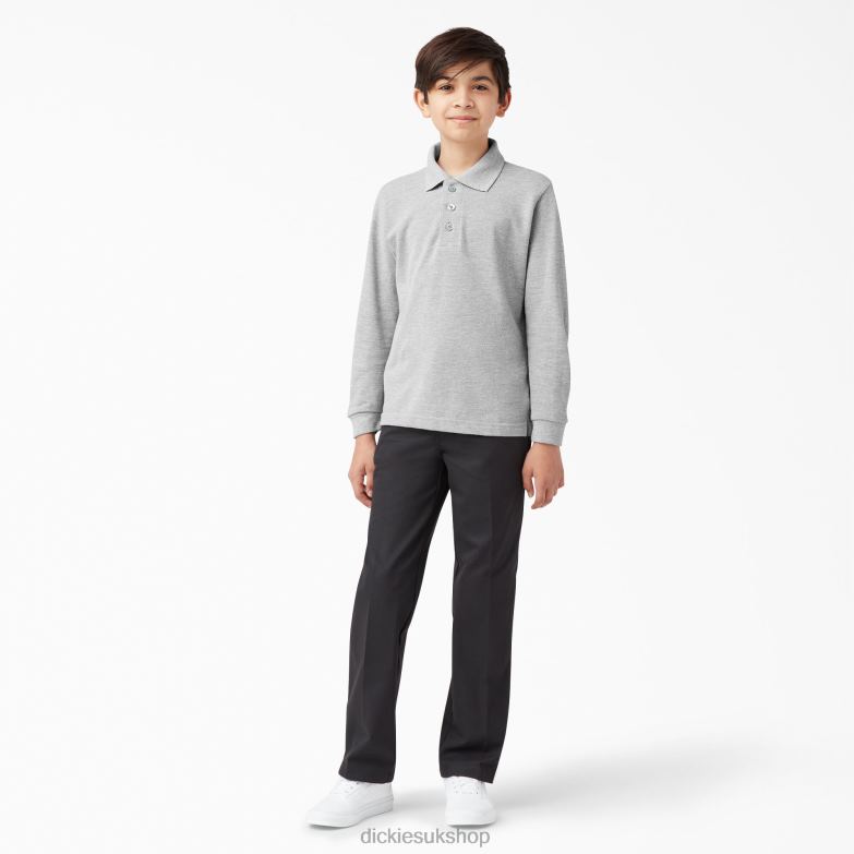 Pique Long Sleeve Polo Kids Dickies Heather Gray (HG) 88T842696 Apparel