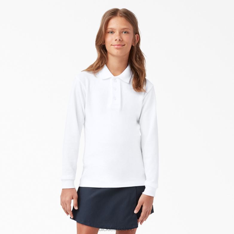 Pique Long Sleeve Polo Kids Dickies White (WH) 88T842699 Apparel