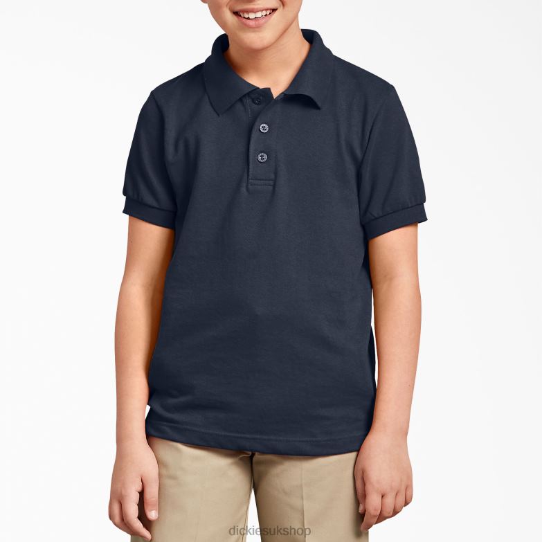 Pique Short Sleeve Polo Kids Dickies Dark Navy (DN) 88T842673 Apparel