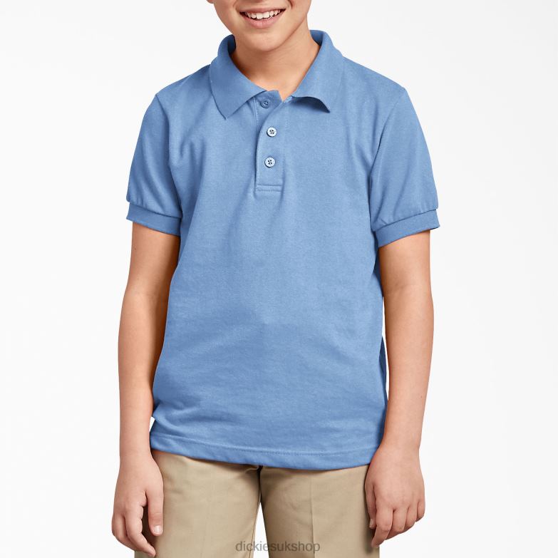 Pique Short Sleeve Polo Kids Dickies Light Blue (LB) 88T842678 Apparel