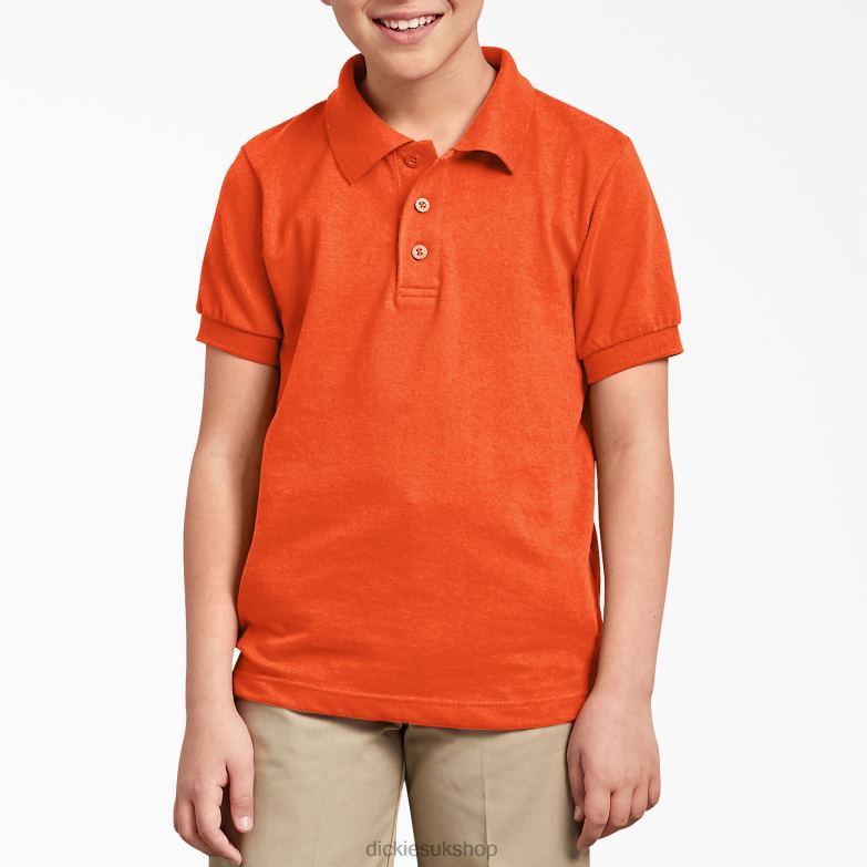 Pique Short Sleeve Polo Kids Dickies Orange (OR) 88T842679 Apparel