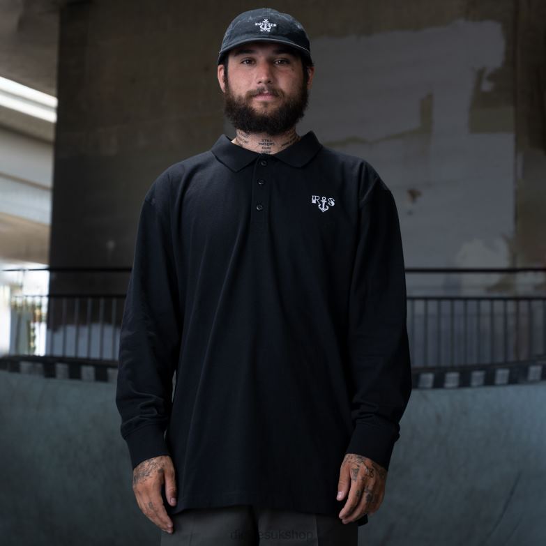Ronnie Sandoval Long Sleeve Polo Men Dickies Black (KBK) 88T84879 Apparel