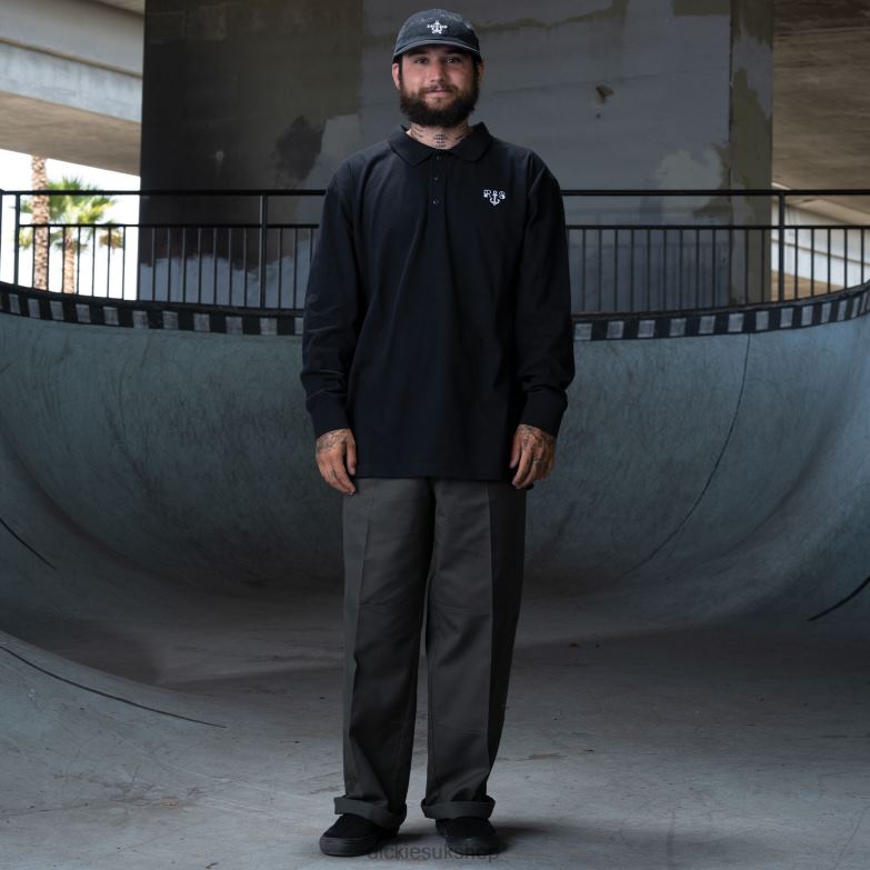 Ronnie Sandoval Long Sleeve Polo Men Dickies Black (KBK) 88T84879 Apparel