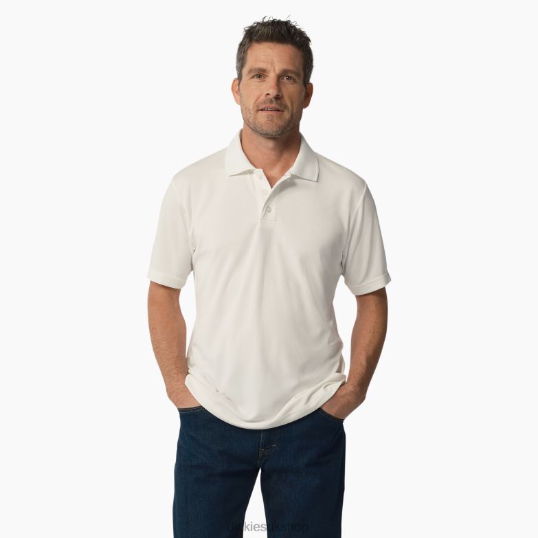 Short Sleeve Performance Polo Shirt Men Dickies White (WH) 88T84673 Apparel
