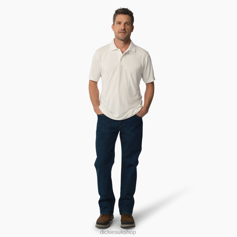 Short Sleeve Performance Polo Shirt Men Dickies White (WH) 88T84673 Apparel