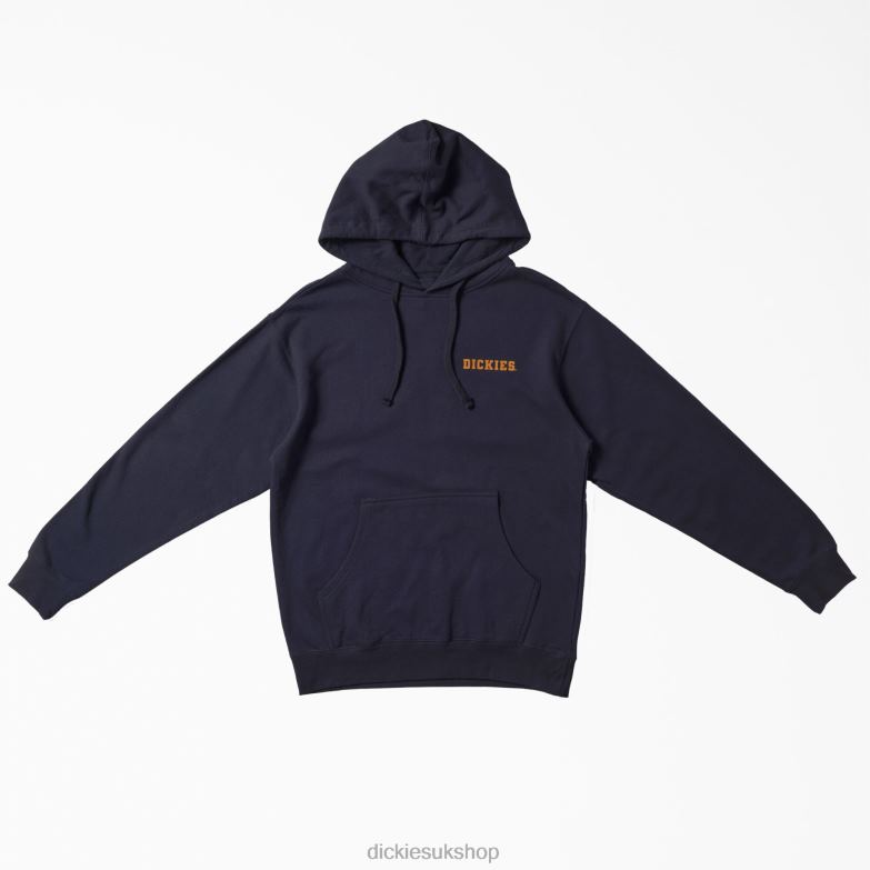 Fort Worth Graphic Hoodie Men Dickies Navy Blue (NV) 88T841146 Apparel