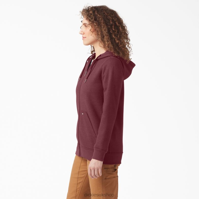 Heavyweight Full-Zip Fleece Hoodie Women Dickies Burgundy Heather (BYH) 88T842285 Apparel