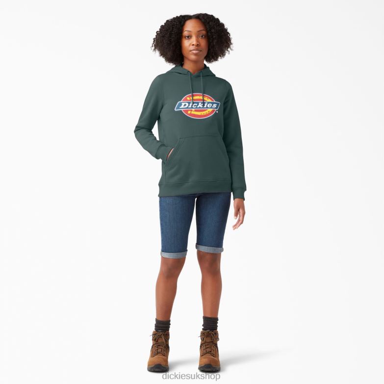 Heavyweight Logo Pullover Women Dickies Lincoln Green (LN) 88T842332 Apparel