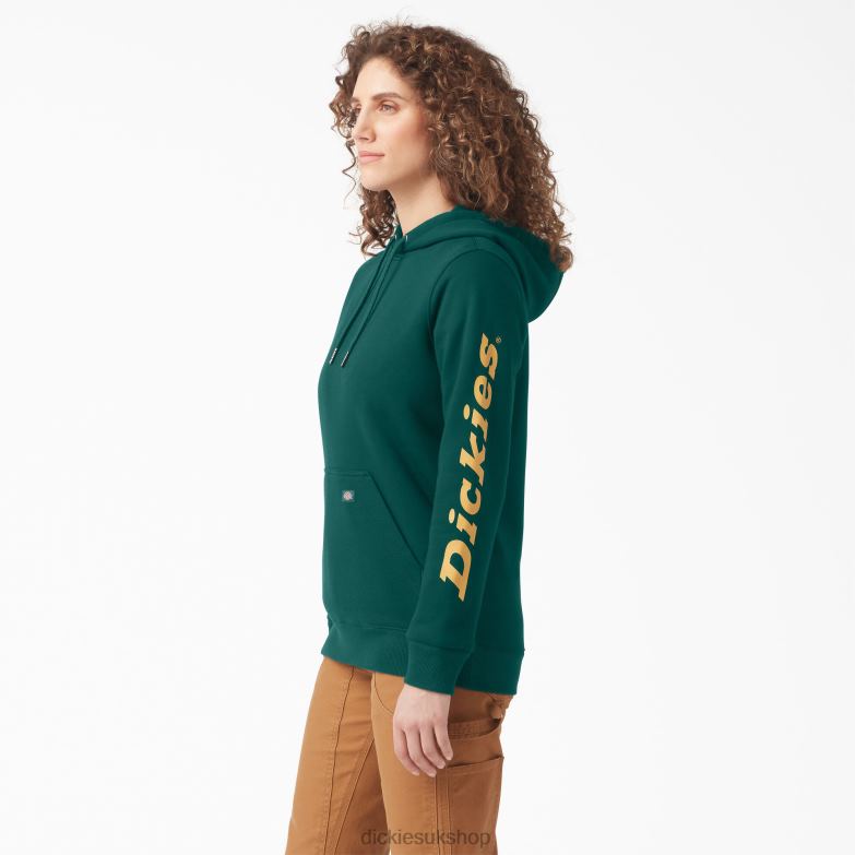Heavyweight Logo Sleeve Pullover Women Dickies Forest Green (FT) 88T842305 Apparel