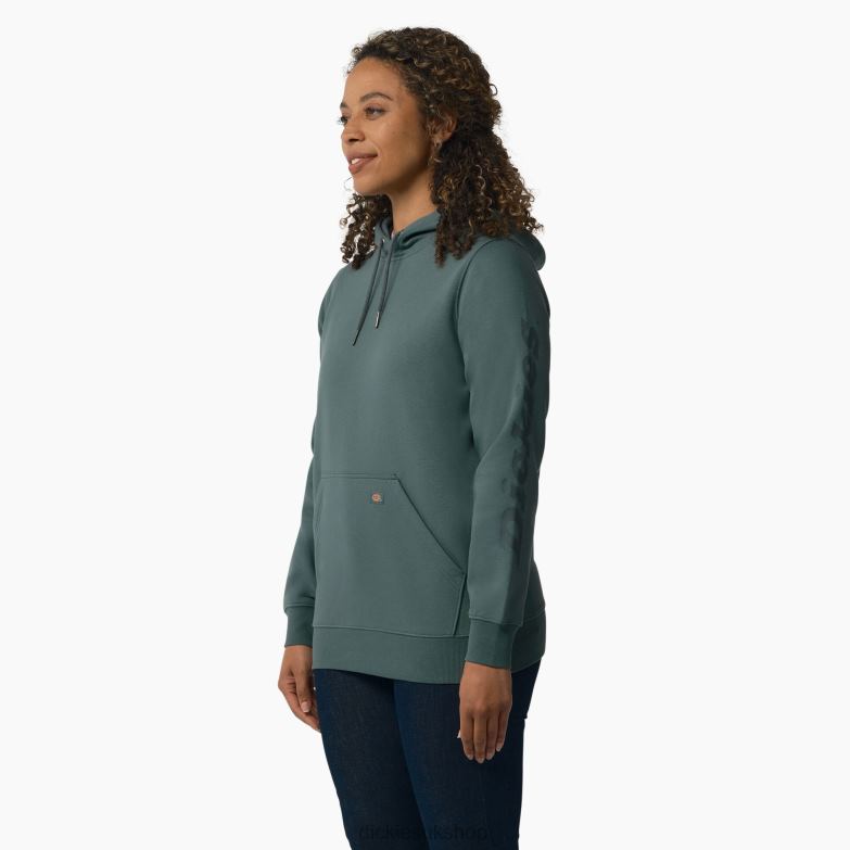 Heavyweight Logo Sleeve Pullover Women Dickies Lincoln Green (LN) 88T842309 Apparel