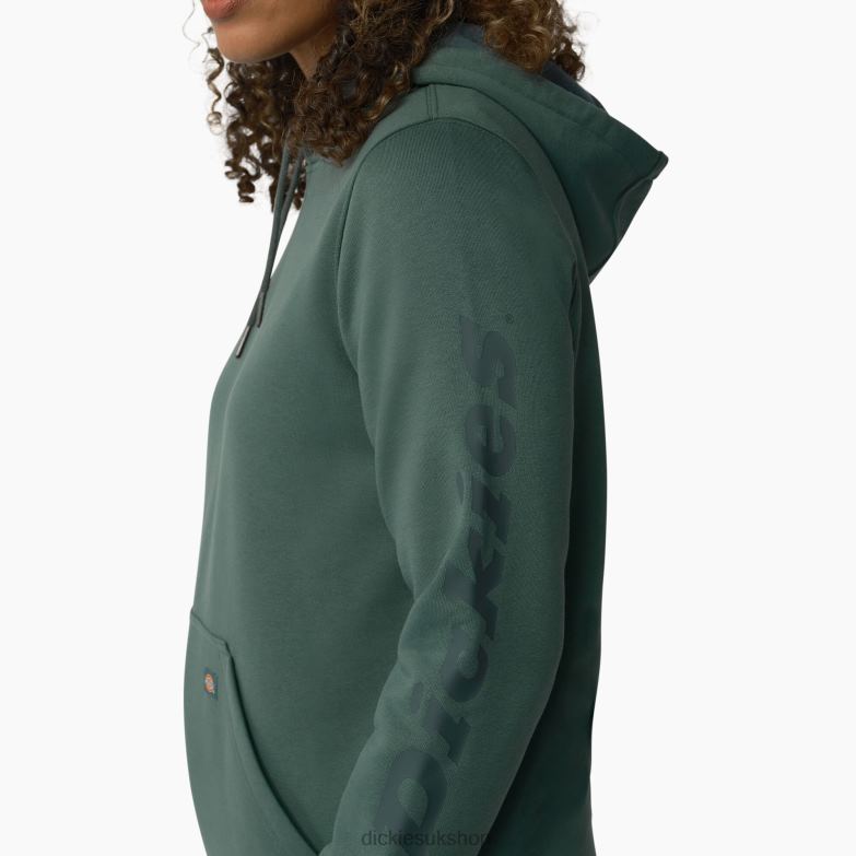 Heavyweight Logo Sleeve Pullover Women Dickies Lincoln Green (LN) 88T842309 Apparel