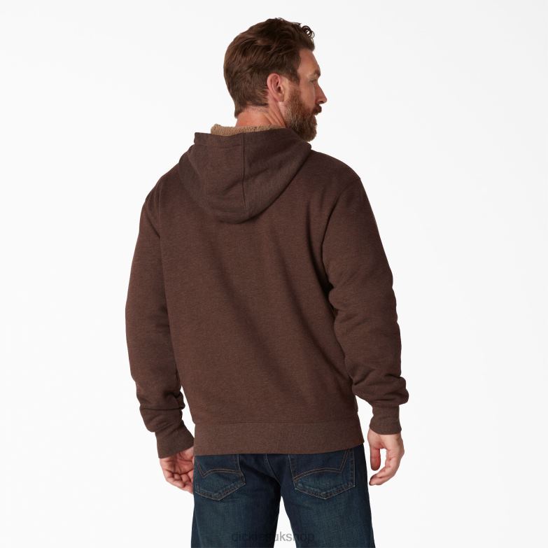 High Pile Fleece Lined Full Zip Hoodie Men Dickies Chocolate Heather (CTH) 88T841010 Apparel