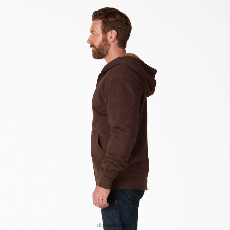 High Pile Fleece Lined Full Zip Hoodie Men Dickies Chocolate Heather (CTH) 88T841010 Apparel
