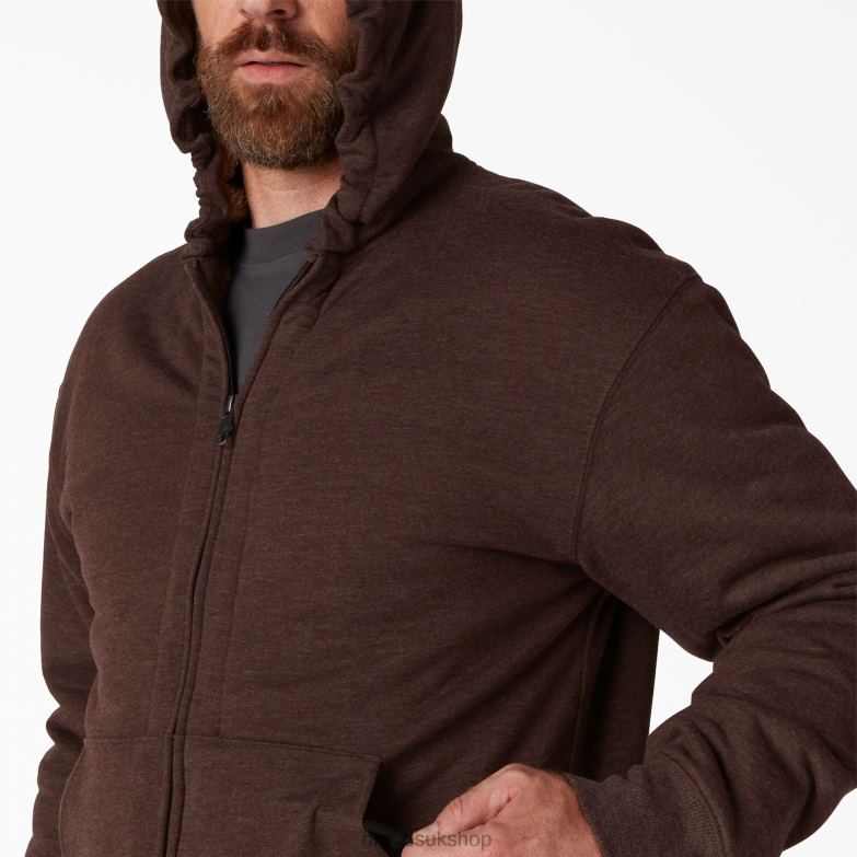 High Pile Fleece Lined Full Zip Hoodie Men Dickies Chocolate Heather (CTH) 88T841010 Apparel