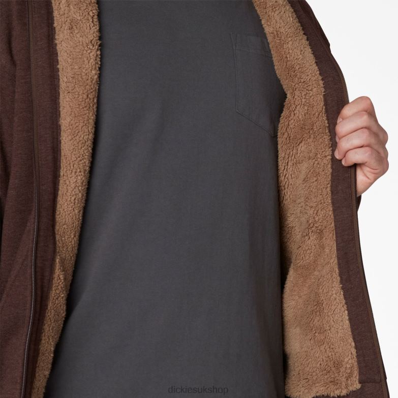 High Pile Fleece Lined Full Zip Hoodie Men Dickies Chocolate Heather (CTH) 88T841010 Apparel