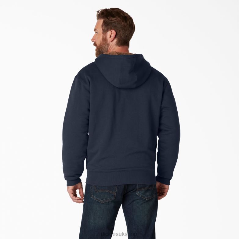High Pile Fleece Lined Full Zip Hoodie Men Dickies Dark Navy (DN) 88T841012 Apparel