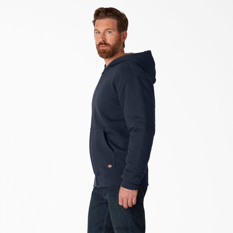 High Pile Fleece Lined Full Zip Hoodie Men Dickies Dark Navy (DN) 88T841012 Apparel