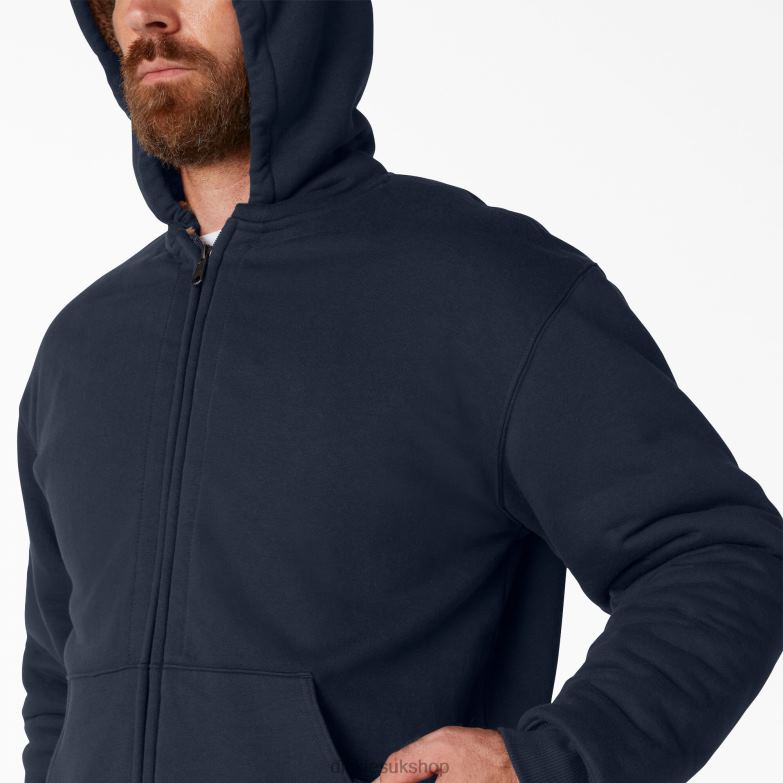 High Pile Fleece Lined Full Zip Hoodie Men Dickies Dark Navy (DN) 88T841012 Apparel