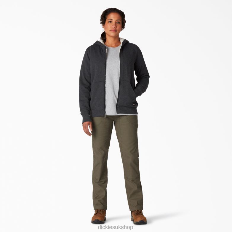 High Pile Fleece Lined Hoodie Women Dickies Black (KBD) 88T842284 Apparel