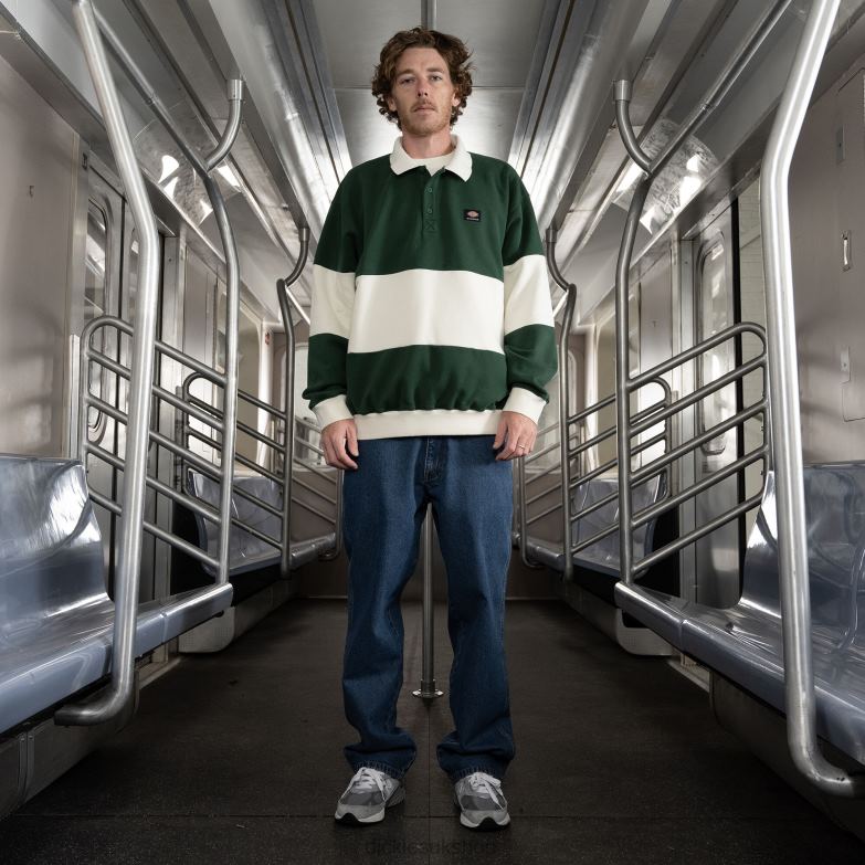 Jake Hayes Long Sleeve Rugby Shirt Men Dickies Rugby Pine Stripe (UN2) 88T84726 Apparel
