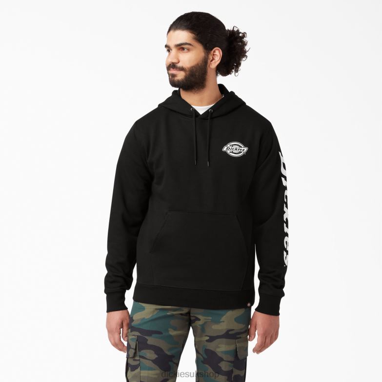 Logo Sleeve Fleece Hoodie Men Dickies Black (BK) 88T841147 Apparel