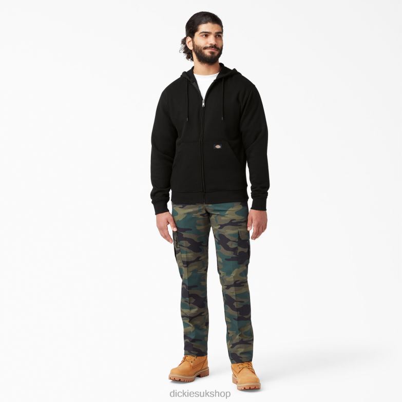 Midweight Fleece Zip Hoodie Men Dickies Black (BK) 88T84978 Apparel