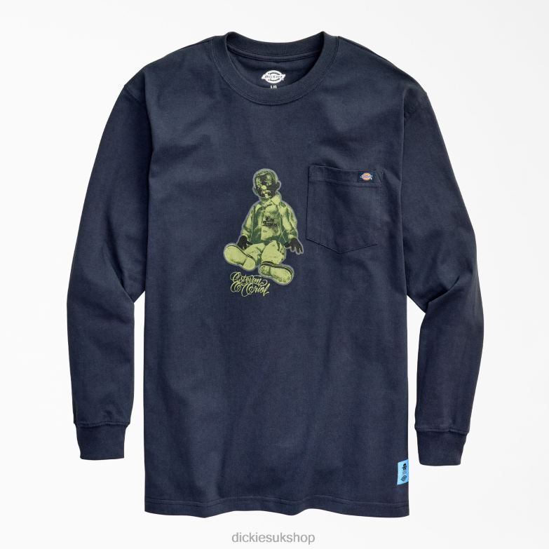 Estevan Oriol Green El Triste Long Sleeve T-Shirt Men Dickies Dark Navy (DN) 88T84953 Apparel