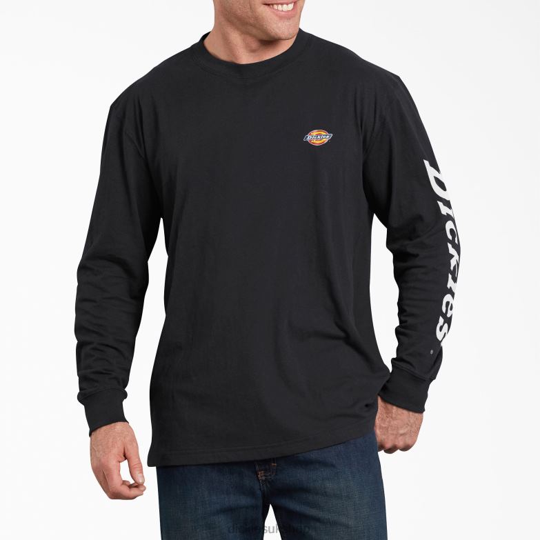 Long-Sleeve Graphic T-Shirt Men Dickies Black (BK) 88T84765 Apparel