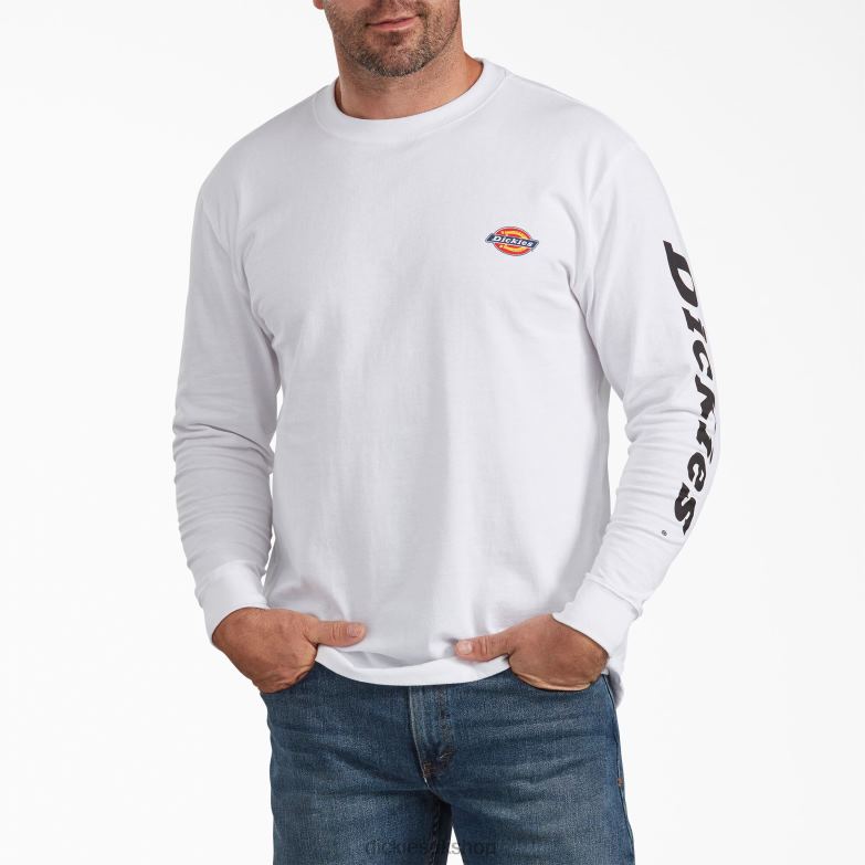 Long-Sleeve Graphic T-Shirt Men Dickies White (WH) 88T84769 Apparel