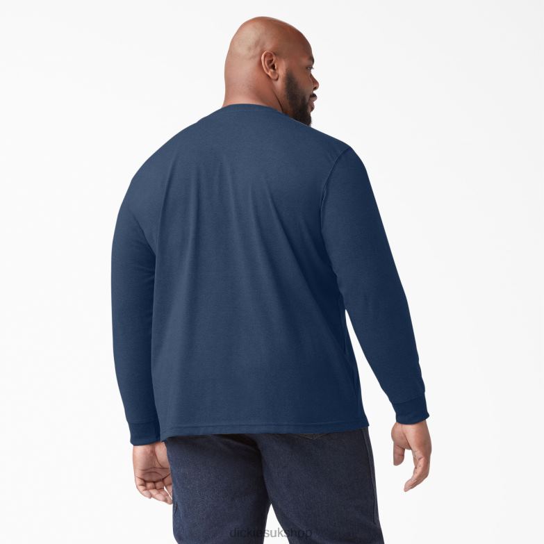 Long Sleeve Heathered Heavyweight Henley T-Shirt Men Dickies Dark Navy Heather (DNH) 88T84775 Apparel