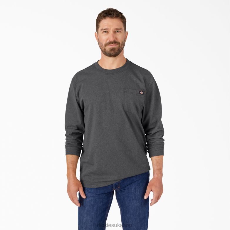 Long Sleeve Heathered Heavyweight T-Shirt Men Dickies Charcoal Gray Heather (CGH) 88T84717 Apparel