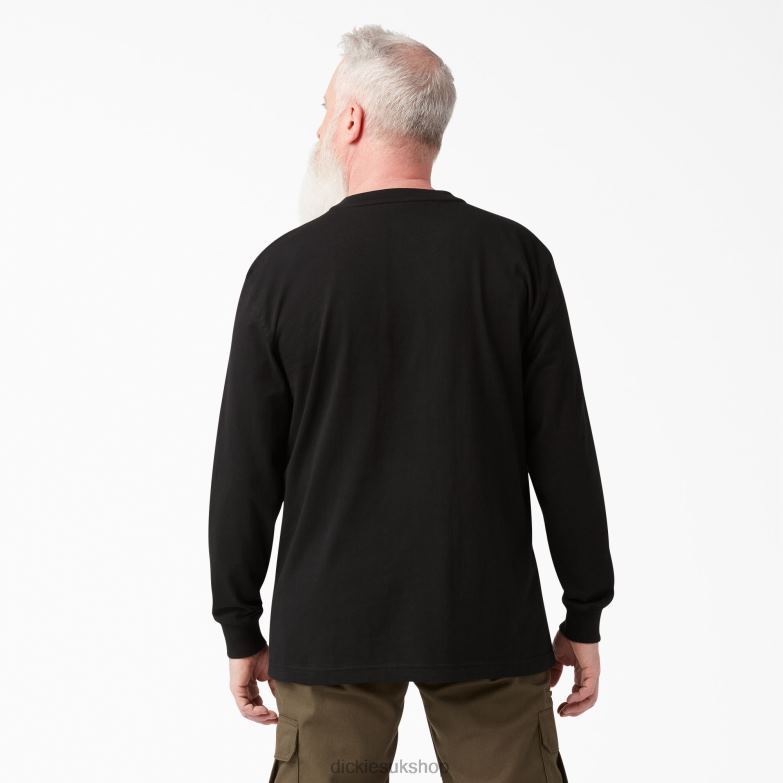 Long Sleeve Heavyweight Henley T-Shirt Men Dickies Black (BK) 88T84693 Apparel