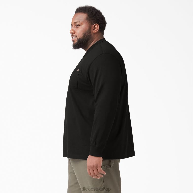 Long Sleeve Heavyweight Henley T-Shirt Men Dickies Black (BK) 88T84693 Apparel