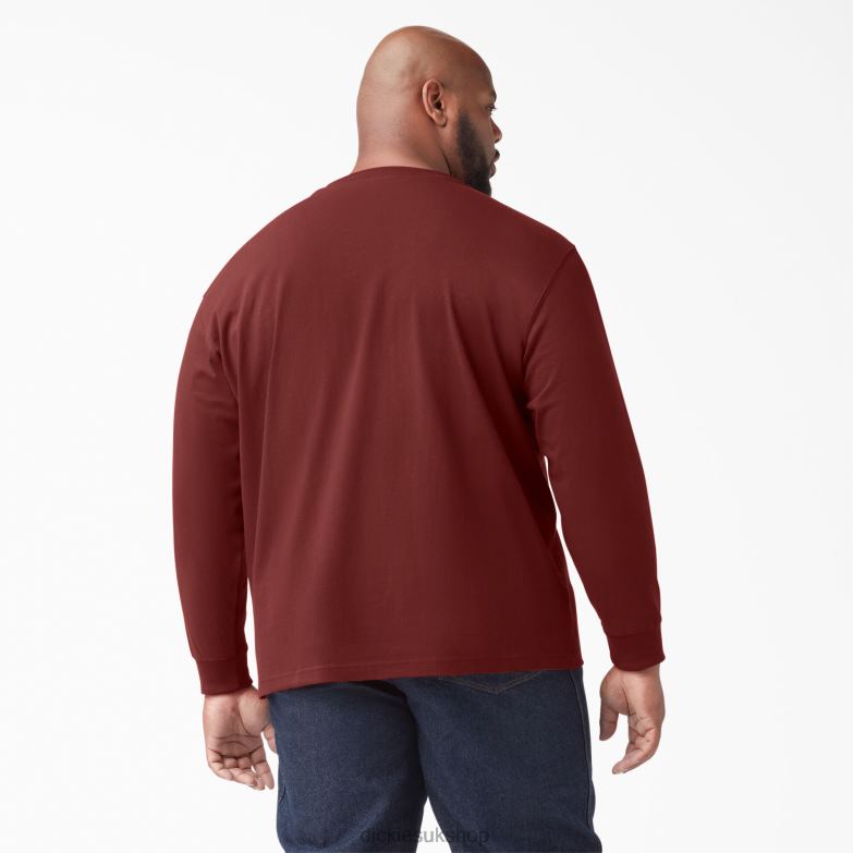 Long Sleeve Heavyweight Henley T-Shirt Men Dickies Madder Brown (MB1) 88T84699 Apparel