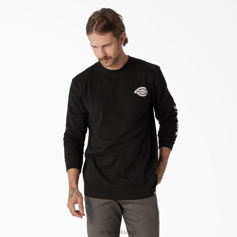 Long Sleeve Heavyweight Logo T-Shirt Men Dickies Black (KBK) 88T84870 Apparel