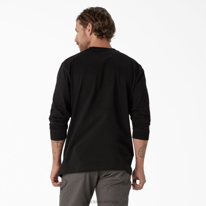 Long Sleeve Heavyweight Logo T-Shirt Men Dickies Black (KBK) 88T84870 Apparel